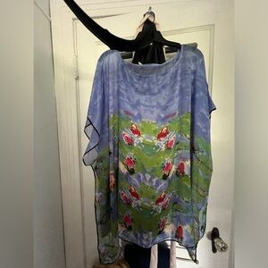 Monet WaterliliesTunic silk top w/ belt.100% silk